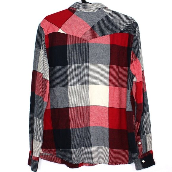 Levis Mens Medium Western Pearl Snap Soft Button Up Shirt A1598 - Picture 4 of 4